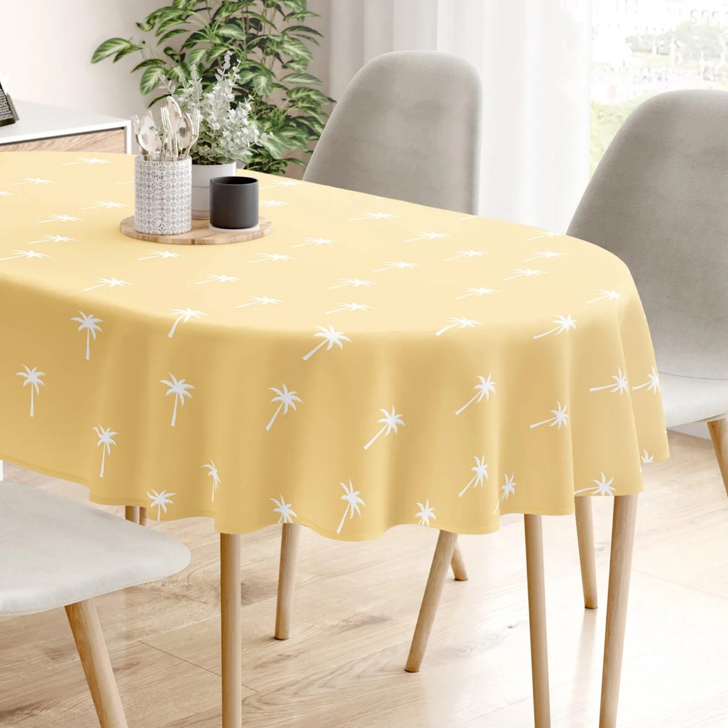 Goldea ovális pamut terítő - pálmák sárga alapon 120 x 200 cm
