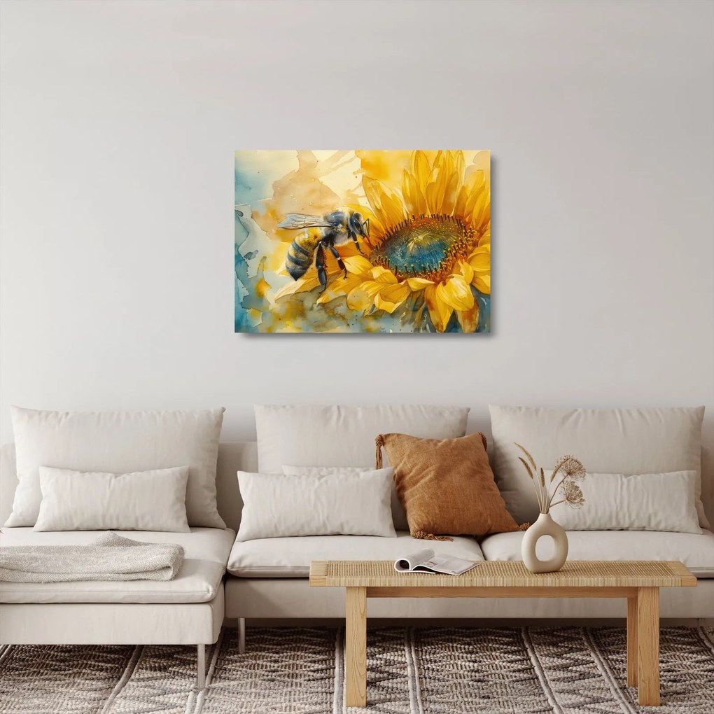 Üveg kép - Méh, akvarell (70x50 cm)