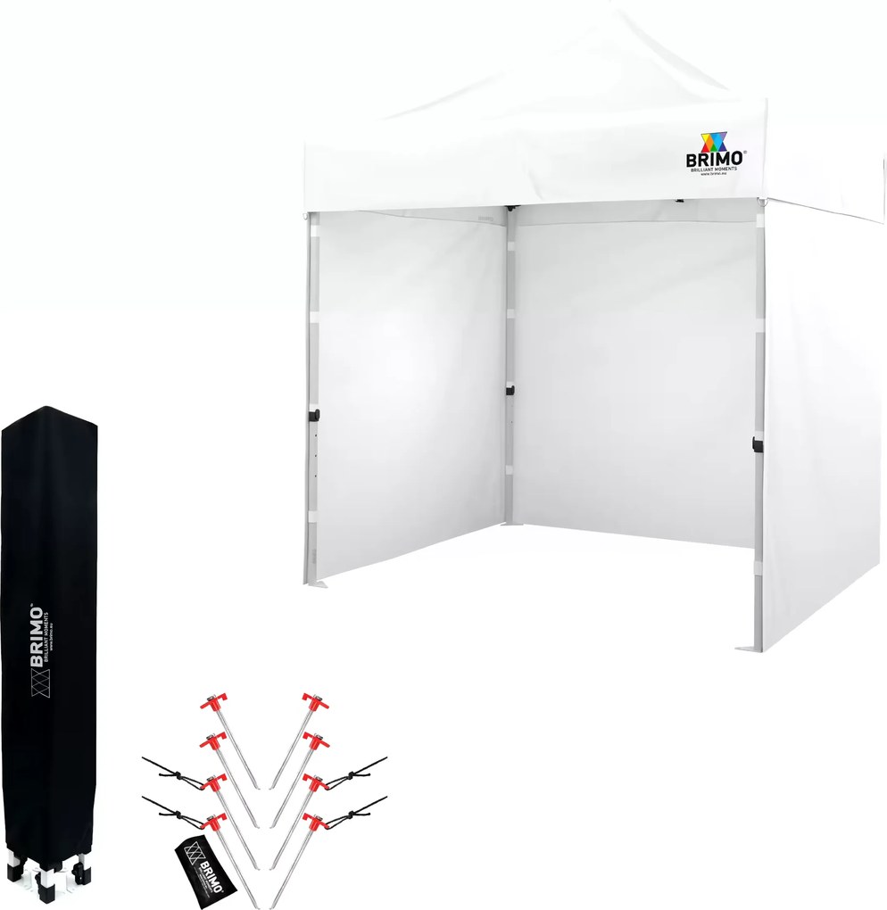 Gemini povedal Pop-up pavilon 2x2 m acél | Profi háttér Felállítva 45 mp alatt. - plusz 3 oldalfal - Fehér