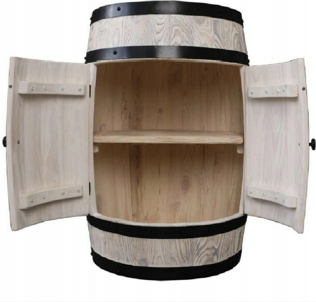 Fa bárpult alkoholos boroshordó szekrény palacktartó állvány 80x55 cm