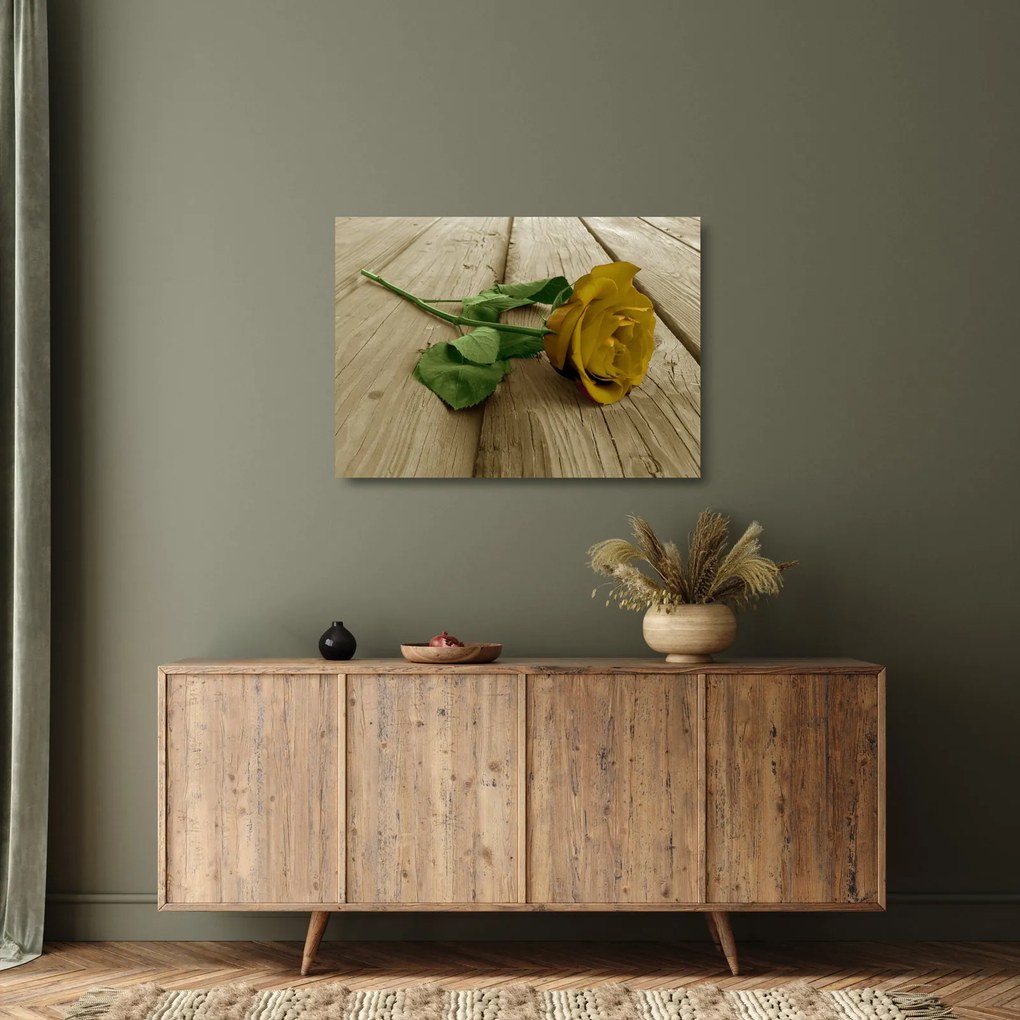Üveg kép - Vintage sárga rózsák (70x50 cm)