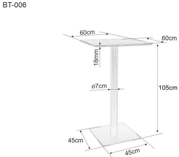 BT-006 négyzet bárasztal tölgy 60 cm