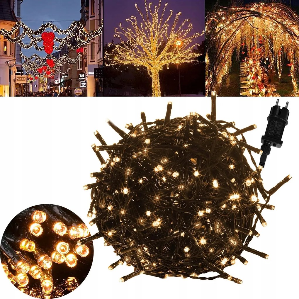 Karácsonyfa Fényfüzér 600 Led Kültéri Flash Effekt Meleg Fehér