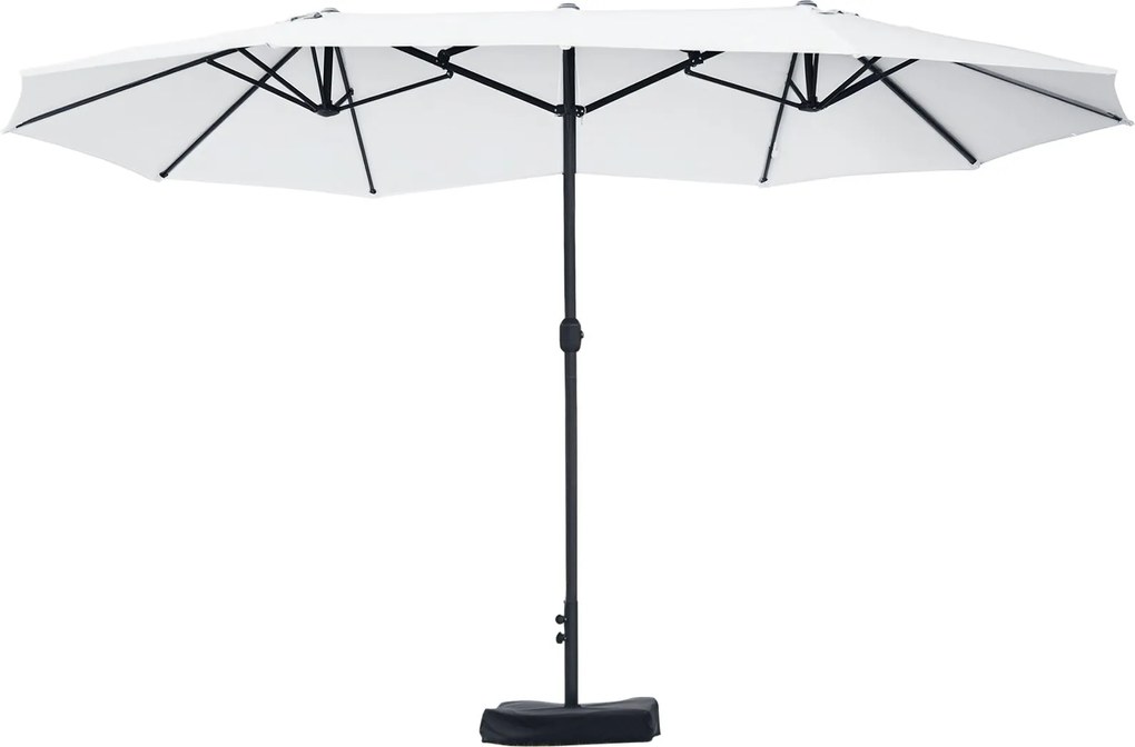 Outsunny Kültéri Kerti Kéttagú Téglalap Ernyő 4,6L x 2,7W x 2,4H m Kurblis Nyitás-Zárás, Homokzsákokkal és Alappal, Erkélyre, Medencéhez, Bézs | Aosom
