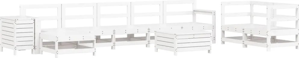 vidaXL 10 részes fehér tömör fenyőfa kerti kanapészett