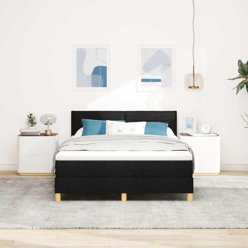 Boxspring Ágy matraccal Fekete 140x200 cm Szövet