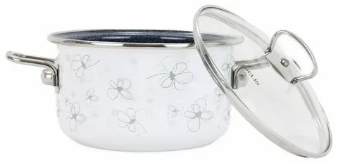 Belis Smaltált fazék fedővel Premium, fehér, 18cm, 2,2 l, 2,2 l