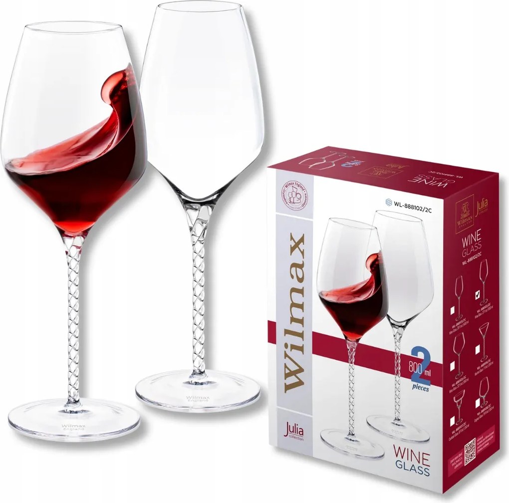 Vörösboros poharak 800 ml Wilmax 2 db-os szett