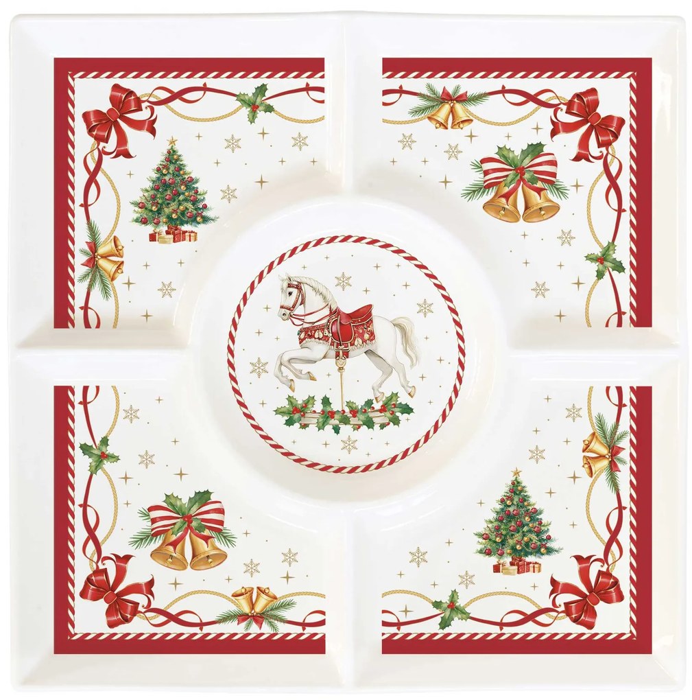 Karácsonyi porcelán osztott kínáló tál díszdobozban Christmas Tale