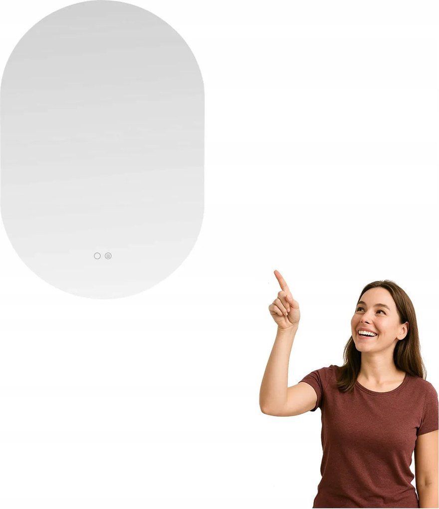 Fűthető fürdőszobai tükör ovális Led háttérvilágítással 24W D3002 Zuma Li