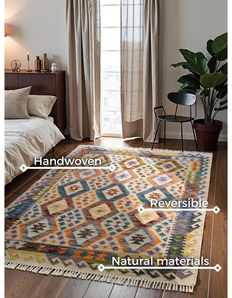 Kétoldalas kézi szövésű gyapjú szőnyeg 160x230 cm Kamal Oasis – Nouristan