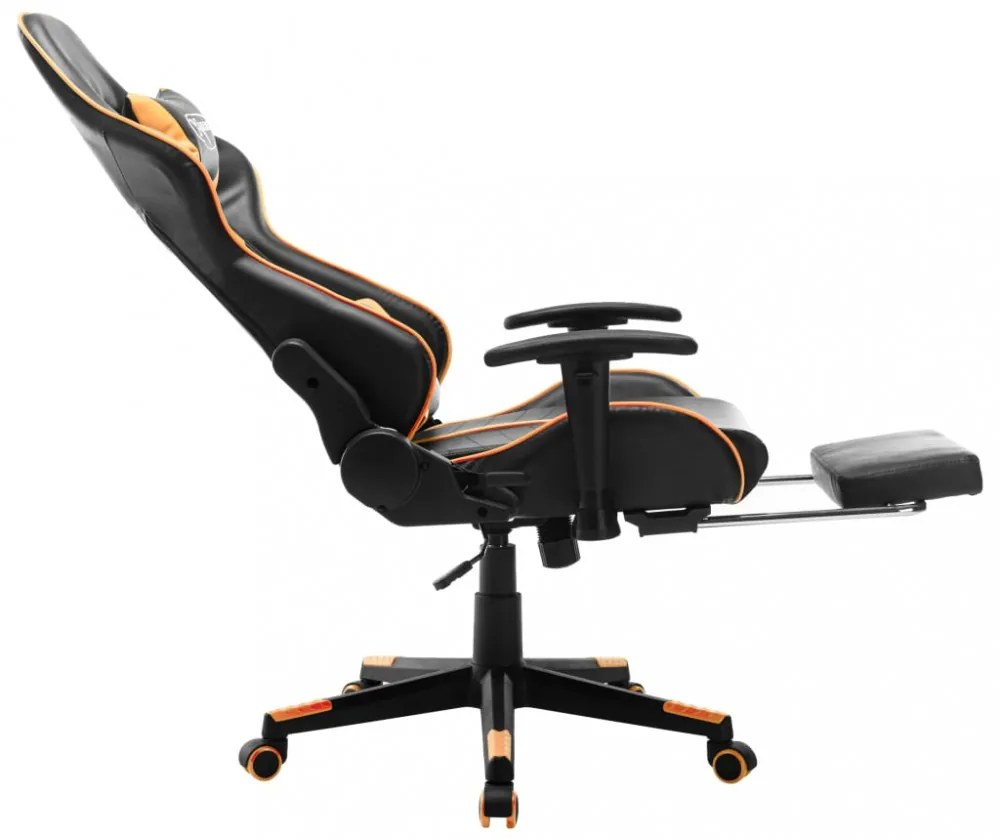 fekete és narancssárga műbőr gamer szék lábtámasszal