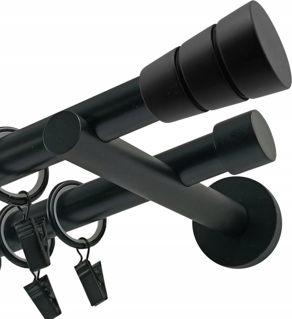 Függönykarnis Dupla Fém 19 MM Matt Fekete 160 CM Basic Henger