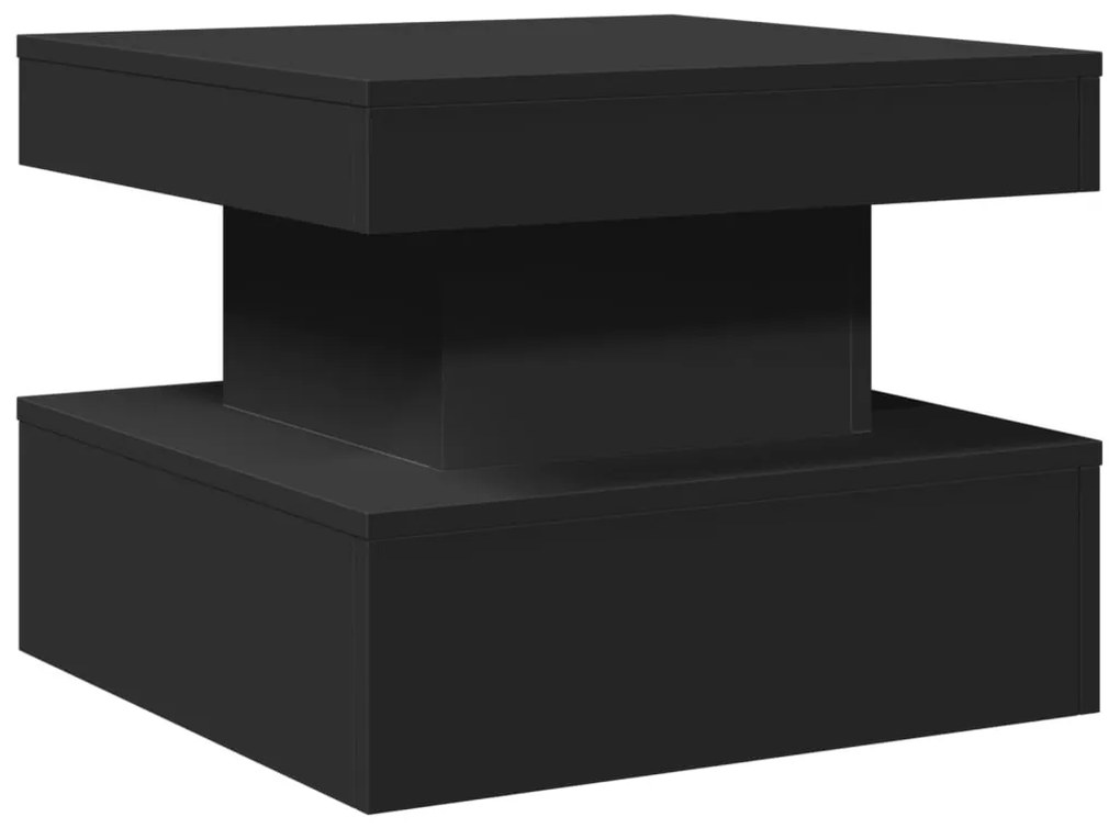 Fekete dohányzóasztal LED-lámpákkal 50 x 50 x 40 cm