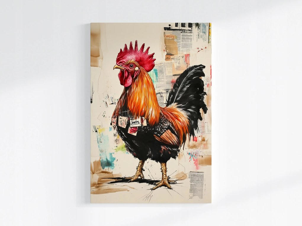 Poszter Grafika Pop Art Kollázs Mix-média Kakas Madár 40x60