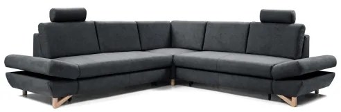 AVESTA L-alakú, kihúzható kárpitozott sarokülőgarnitúra tárolóhellyel, antracit