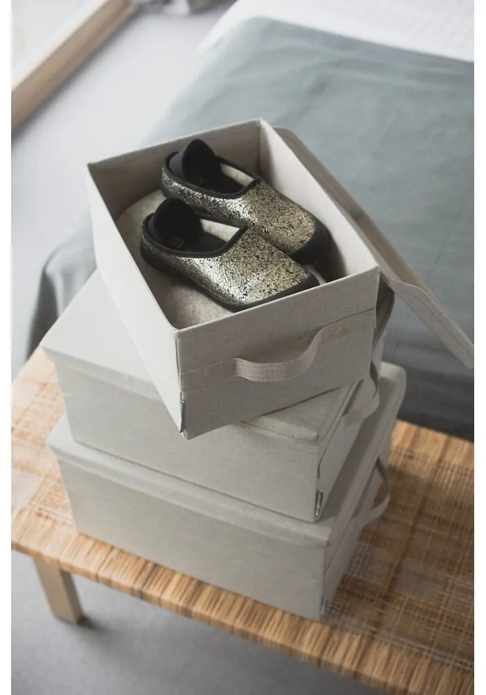 Bézs fedeles textil tárolódoboz 35x26x19 cm Soft Storage – Bigso