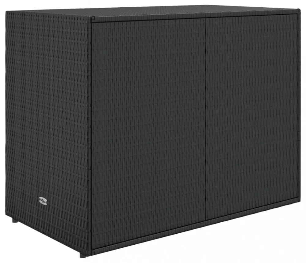 fekete polyrattan kerti tárolószekrény 100 x 55,5 x 80 cm