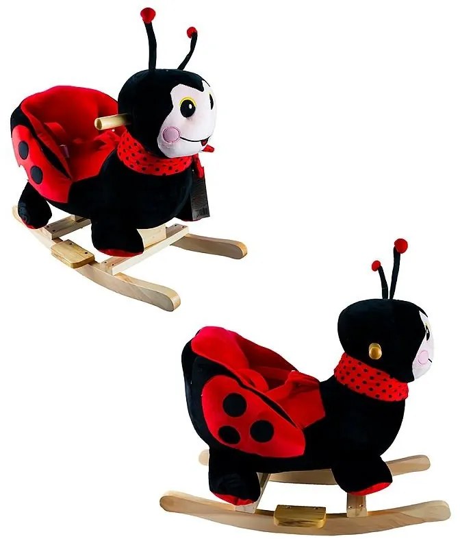 Gyermek hintaszék, plüss katicabogár, fából készült hinta, zenei hangokkal