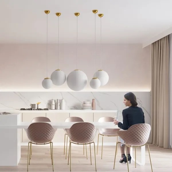 Sollux SL.0715 - TOYA kábellel függesztett csillár 1xE27/60W/230V, átmérő 20 cm, fehér/arany