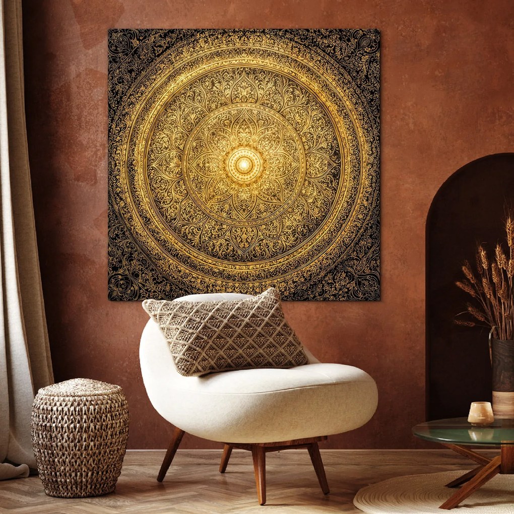 DUBLEZ | Fából készült arany mandala - Dharma | Prémium UV nyomtatás
