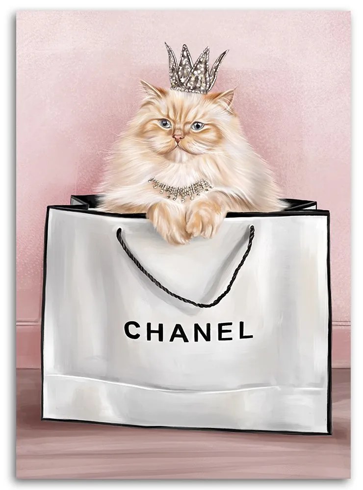 Gario Vászonkép Macska a Chanel táskában Méret: 70 x 100 cm