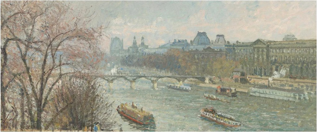 Kép - Camille Pissarro, The Louvre, Afternoon, Rainy Weather, reprodukciók (120x50 cm)