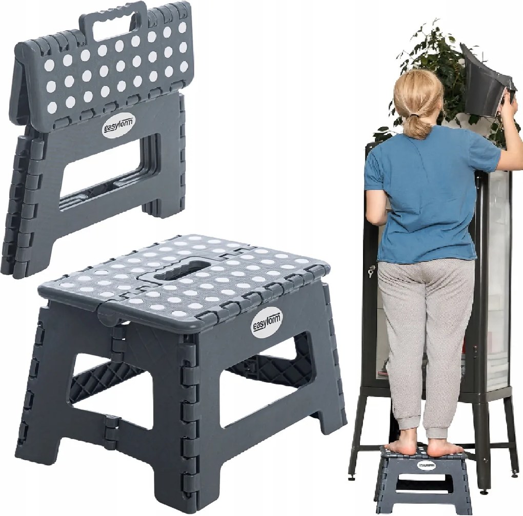 Összecsukható zsámoly, lábtartó, csúszásgátló szürke Easyform 22cm 150kg