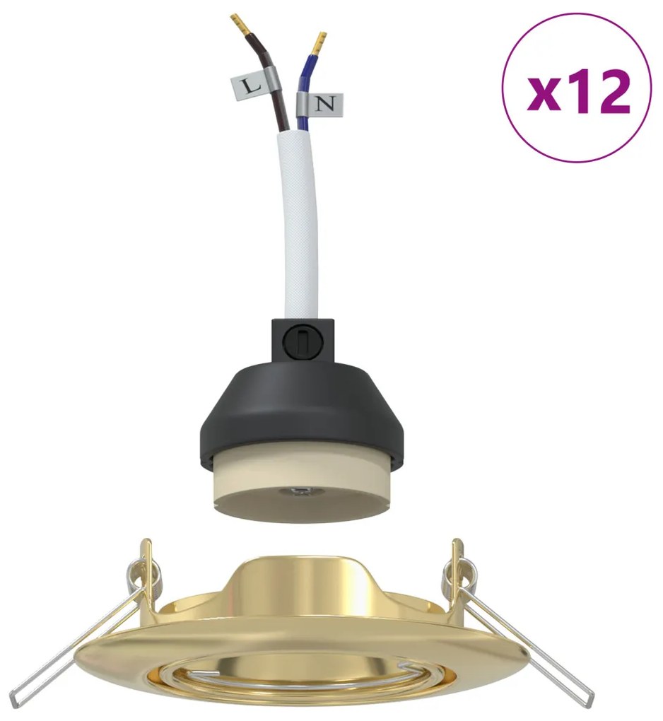 Beépített Spotlámpák 12 db Kerek GU10 Arany Ø90 mm Acél