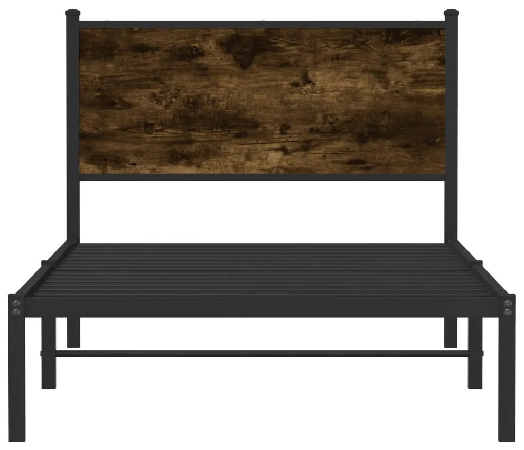 füstös tölgy színű fém ágykeret matrac nélkül 100 x 190 cm