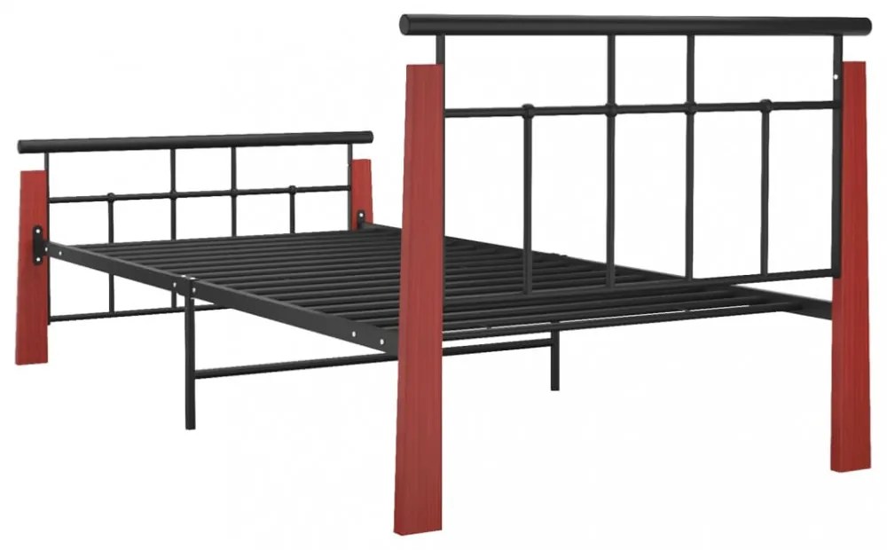 fém és tömör tölgyfa ágykeret 90 x 200 cm
