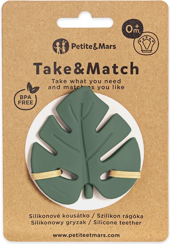 PETITE&amp;MARS Szilikon rágóka TAKE&amp;MATCH Misty Green 0m+
