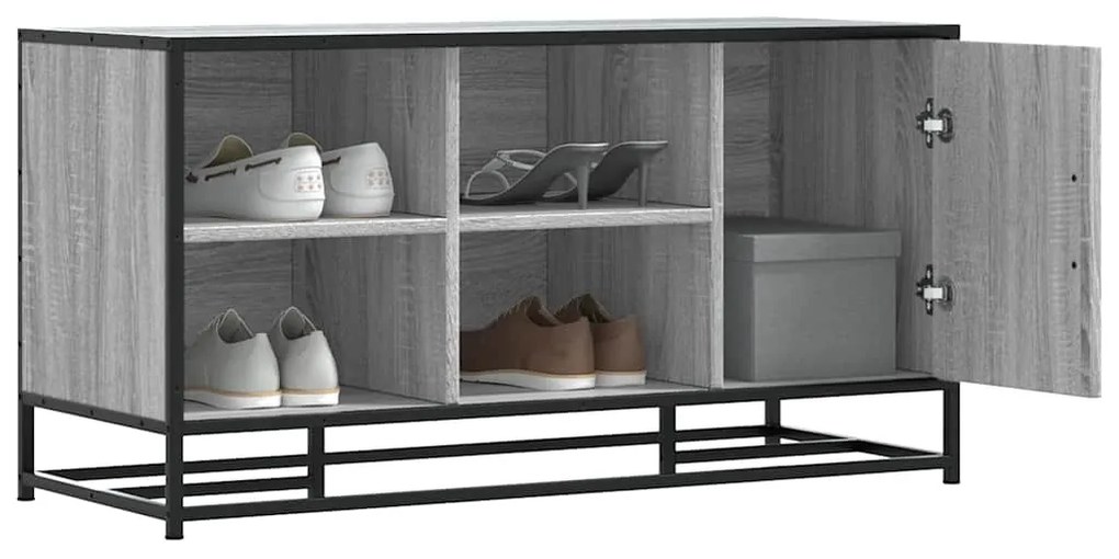 cipőpad szürke Sonoma 100x40x53,5 cm Gépi fa és fém
