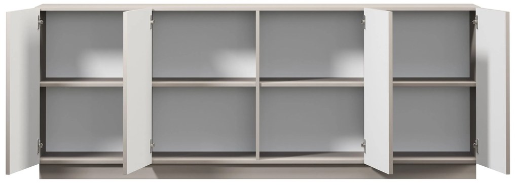 Lorini négyajtós komód 200 cm - kasmír / fekete fogantyúk