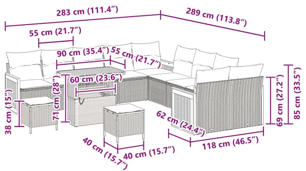 13 darabos kerti kanapé szett párnákkal, fekete poli rattan akácia, 2-fős kerti kanapé párnákkal, fekete poli rattan, 3 darabos kerti étkező szett párnákkal, fekete poli rattan akácia
