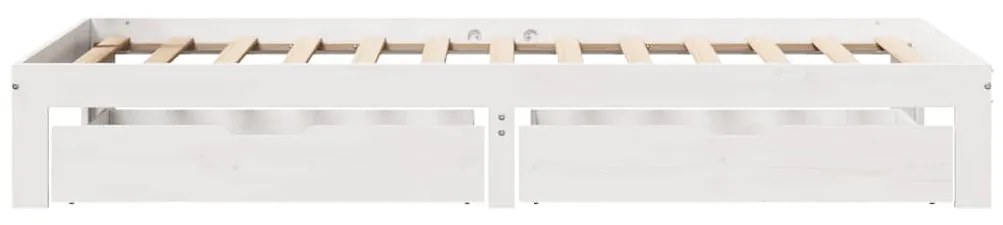vidaXL fehér tömör fenyőfa ágykeret fiókokkal 90 x 190 cm