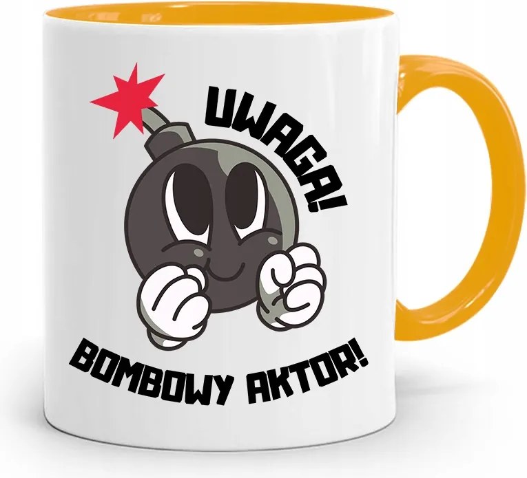 Színésznőnek Színésznő Bögre Sárga Születésnapi Ajándék fényképes nyomtatással