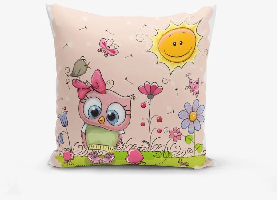 Gyerek párnahuzat 43x43 cm Pink Owl – Mila Home