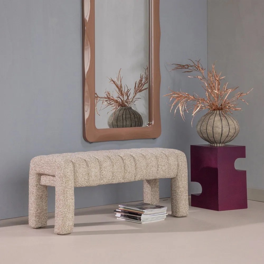 Világosbarna buklé párnázott pad Frex – WOOOD