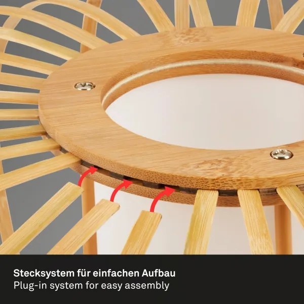 Briloner 4759031 - Függőlámpa kábelen 3xE27/10W/230V fekete/bambusz