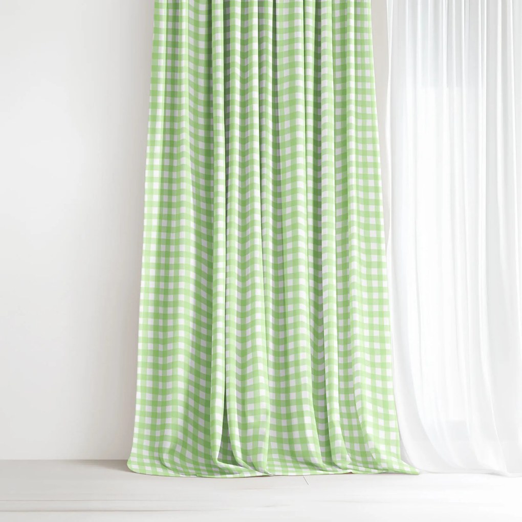Goldea dekoratív drapéria - zöld kockás 280x150 cm