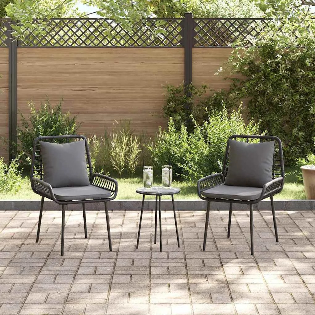 Kert étkező szett 3 pcs Fekete és Antracit Poli rattan és acél