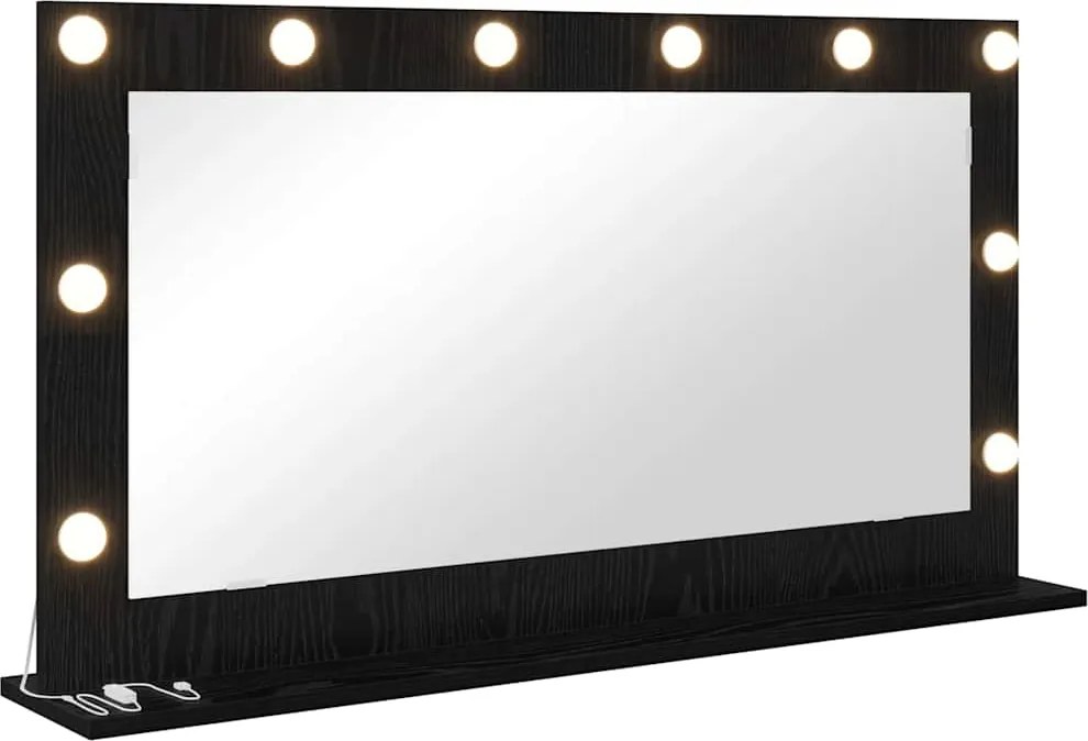 vidaXL Toalett Tükör Fekete tölgy 100 x 55 x 18 cm Üveg és mérnöki fa
