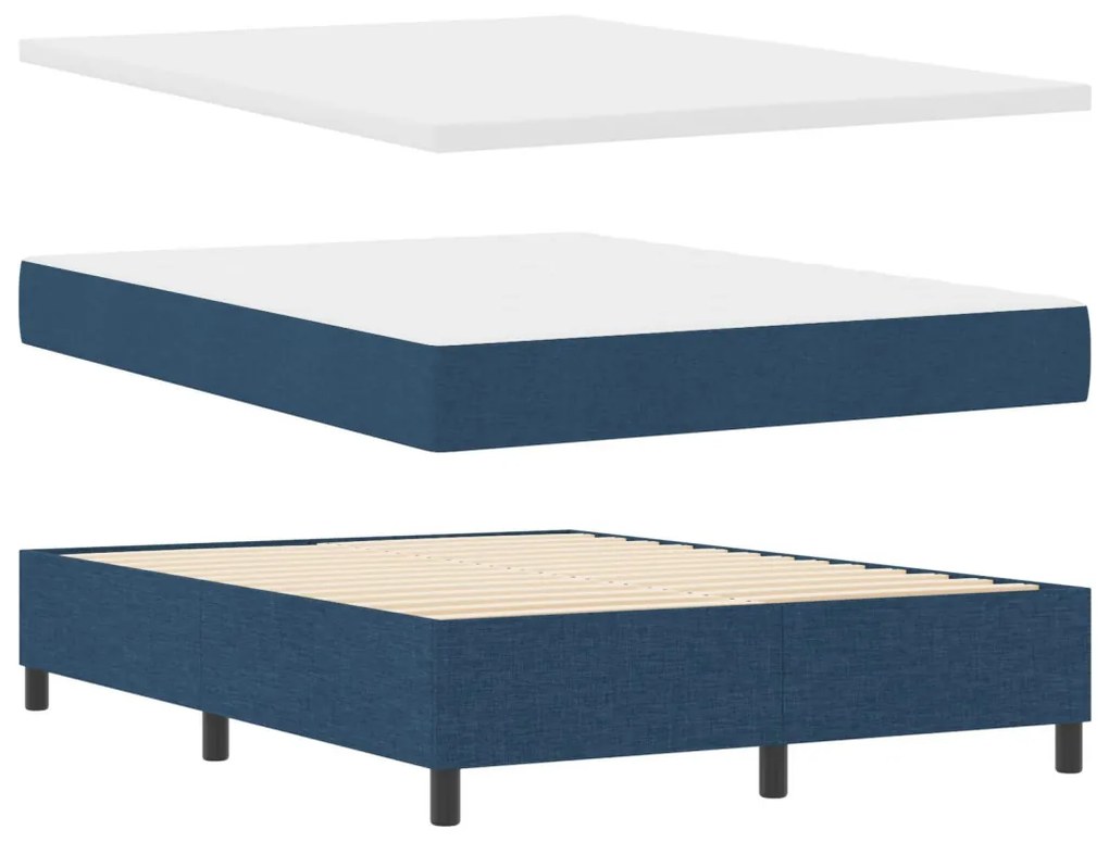 Boxspring ágy matraccal és pad Blue 140x190 cm Szövet