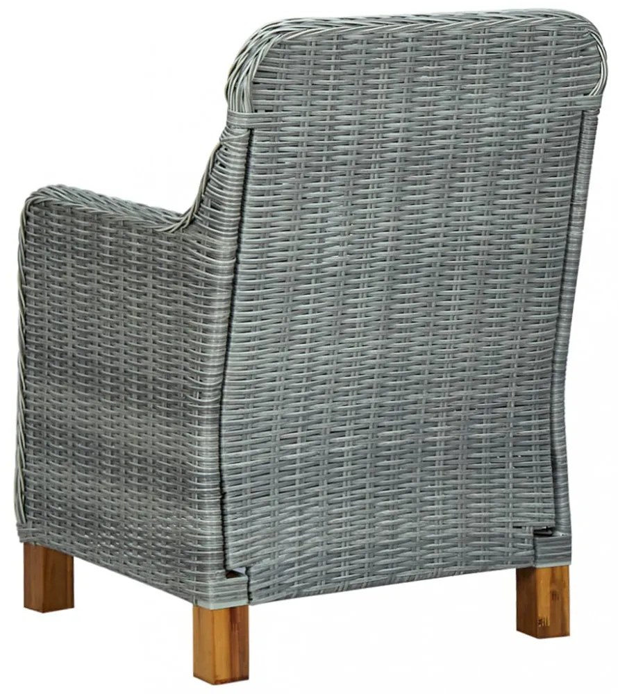 2 db világosszürke polyrattan kerti szék párnával