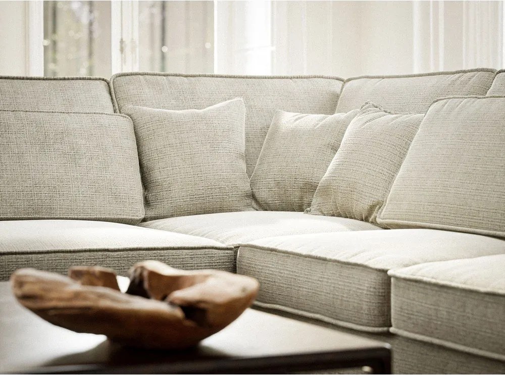 Szürkésbézs zsenília sarokkanapé (bal oldali-L alakú) Kirou – Maison de Rêve