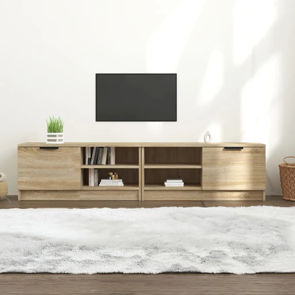 2 db sonoma-tölgy színű szerelt fa TV-szekrény 80x35x36,5 cm