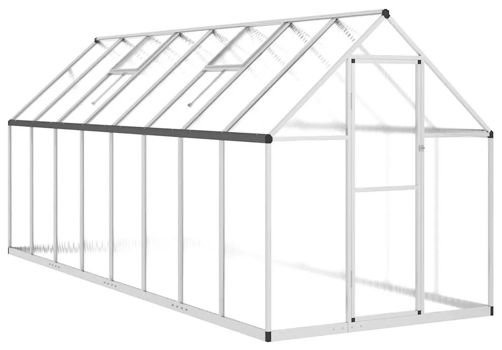 ezüstszínű alumínium melegház alapvázzal 445x169x195 cm