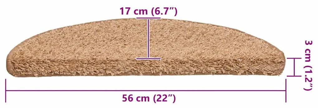 20 db bézs félkör alakú lépcsőszőnyeg 56 x 17 x 3 cm