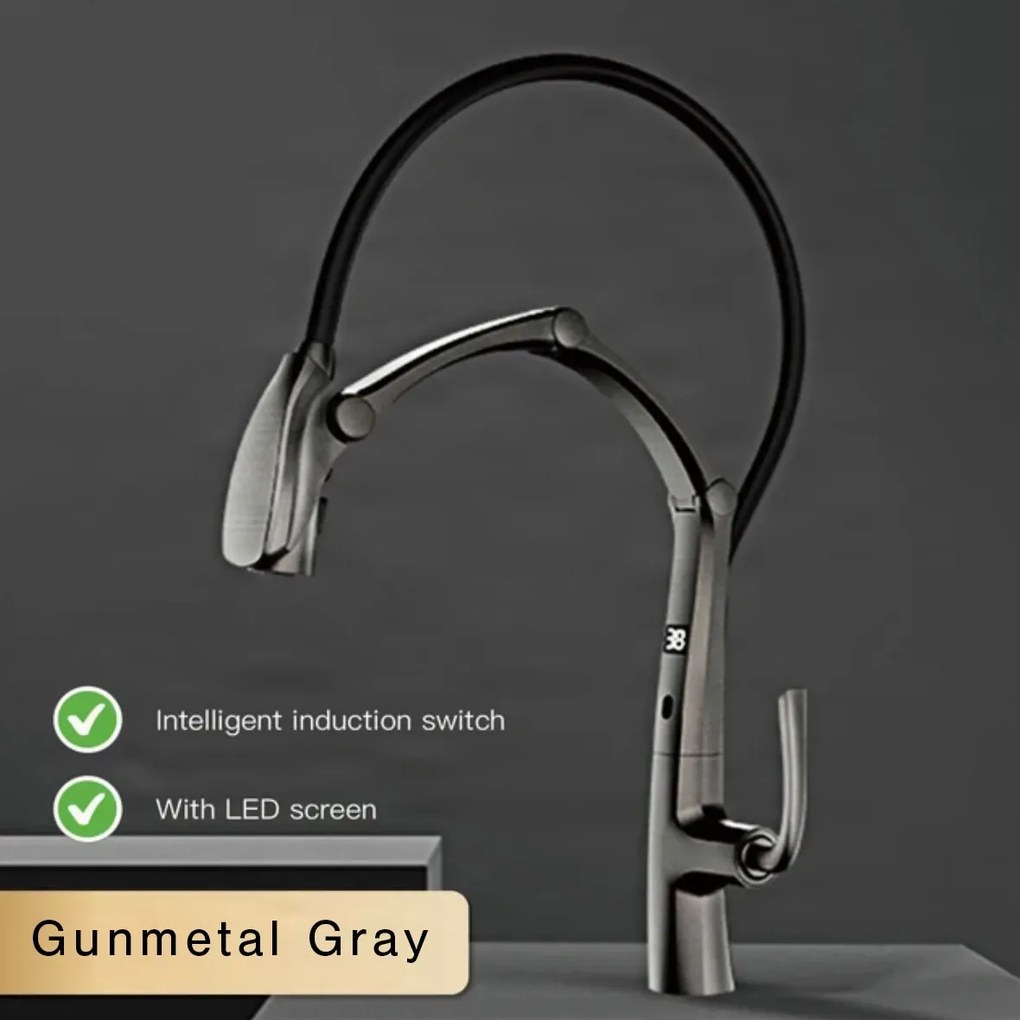 Konyhai csaptelep ELITE EDITION KSS1899 szenzorral, kihúzható zuhanyfejjel, több színváltozatban — Gunmetal szürke — Igen